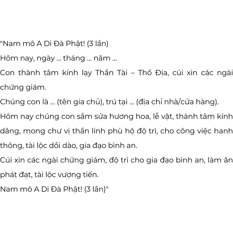 Cúng Thần Tài Thổ Địa