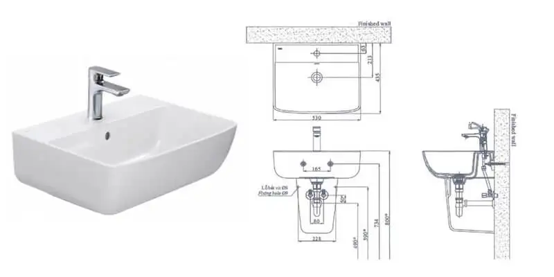 Kích thước chậu rửa mặt