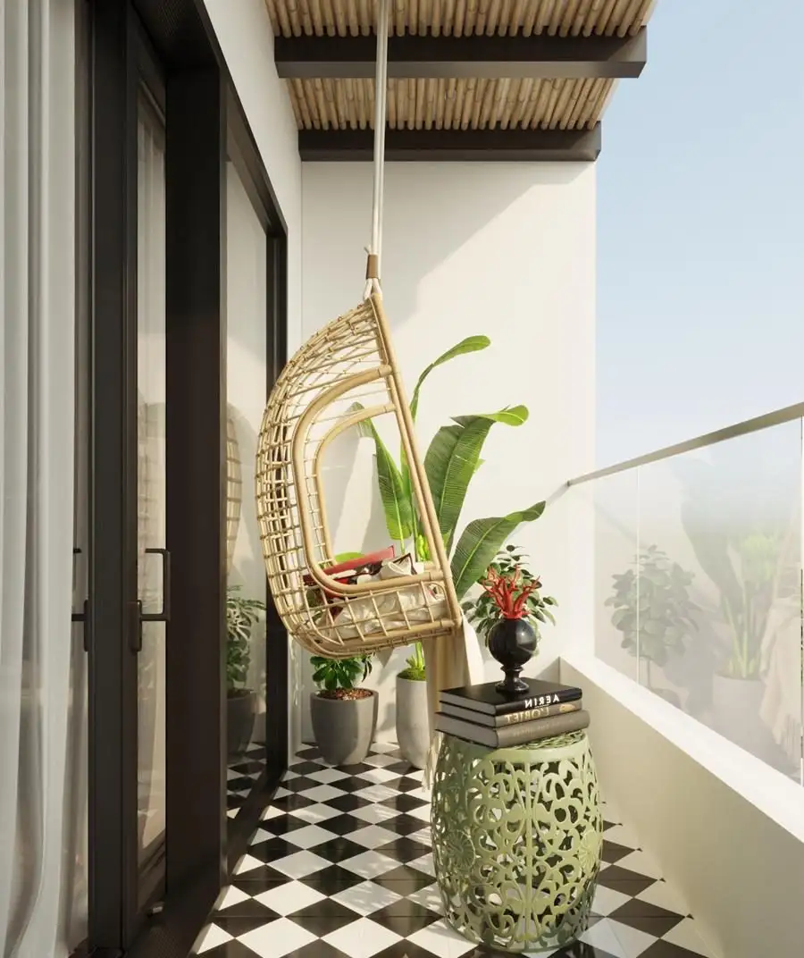 Ban công Indochine xanh mát và thư giãn