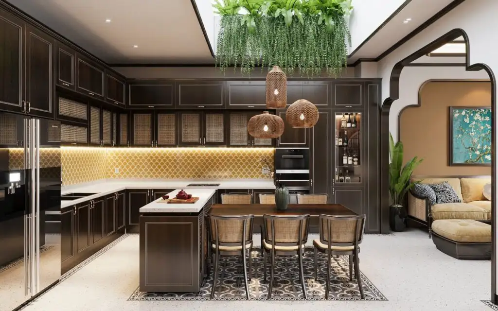Nhà bếp Indochine mộc mạc và hiện đại