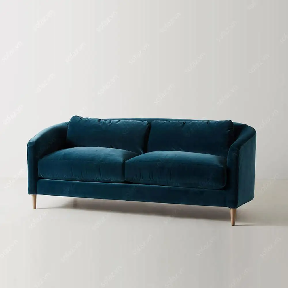 Sofa văng 2 chỗ bọc nỉ đặt trong phòng khách nhỏ
