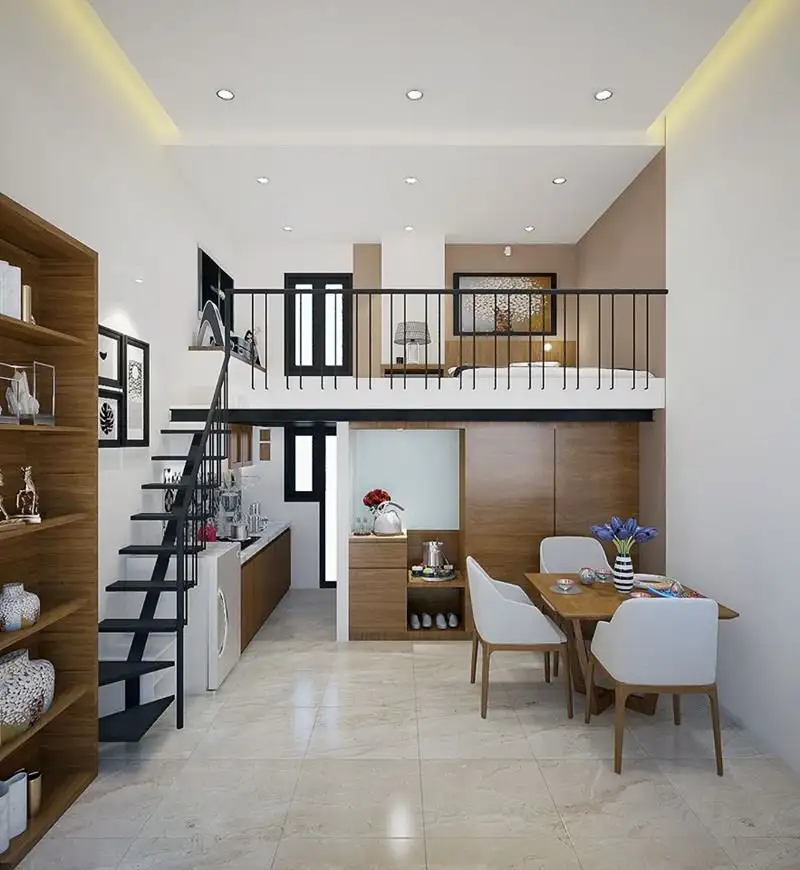 Căn hộ mini có gác lửng tận dụng không gian hiệu quả cho căn phòng