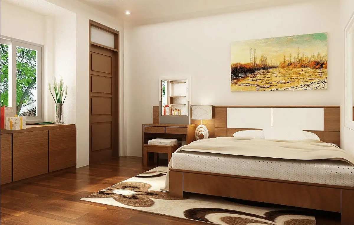 Đặt giường tựa vào tường vững chắc, đảm bảo năng lượng tích cực