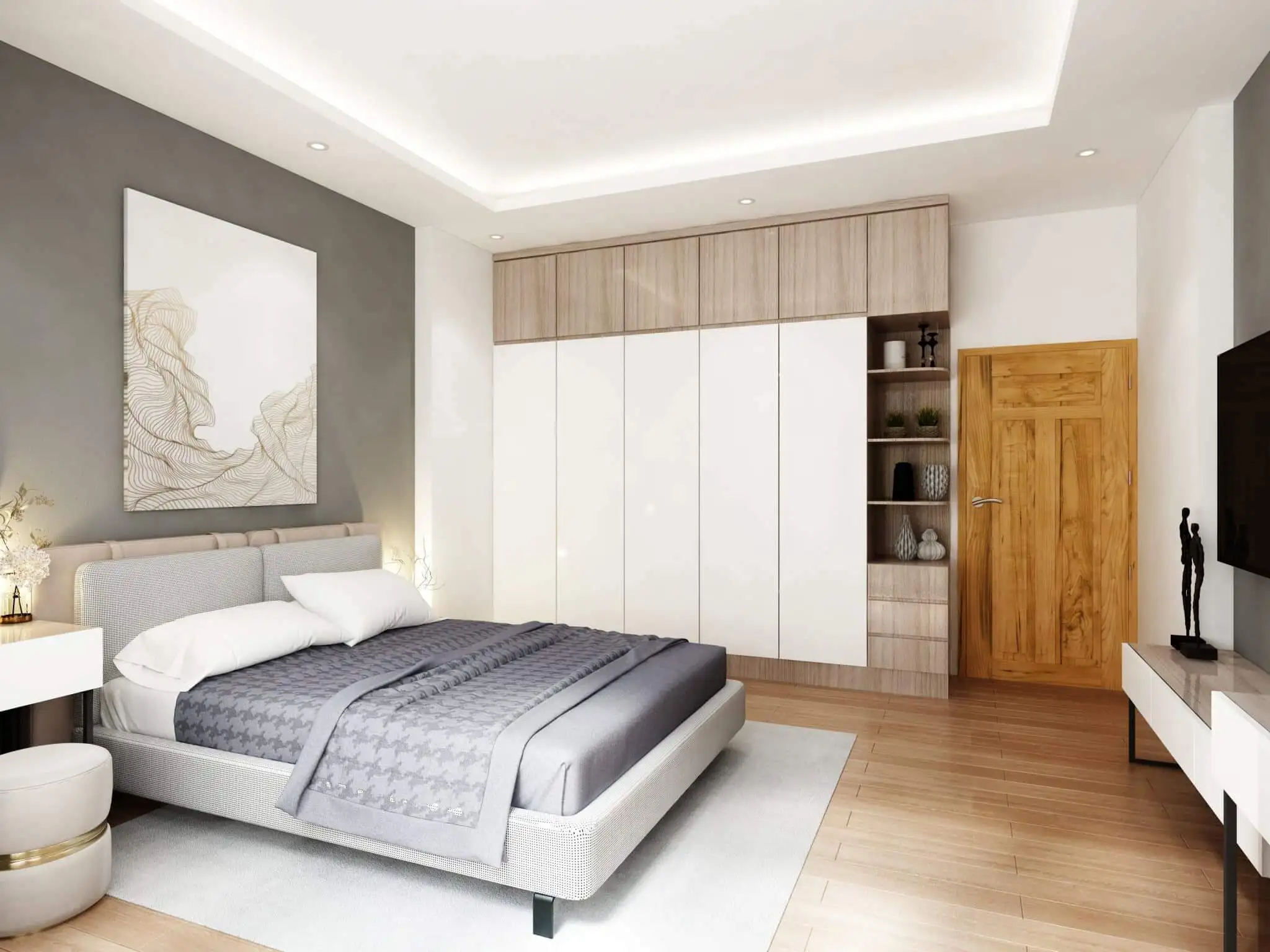 Phòng ngủ 20m2 sử dụng màu sắc nhẹ nhàng
