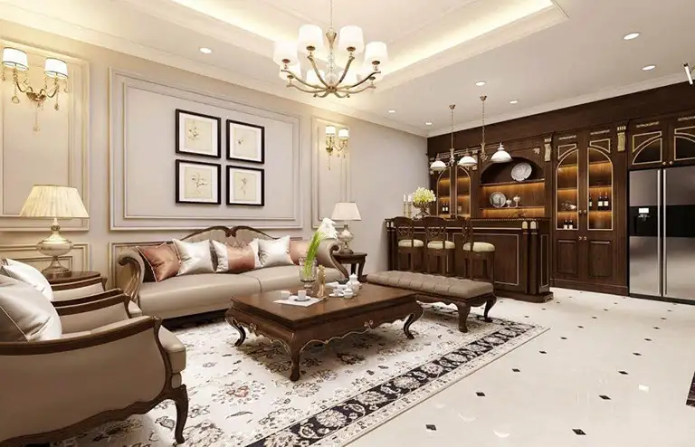 Phong cách tân cổ điển thường mắc do vật liệu cao cấp như đá marble